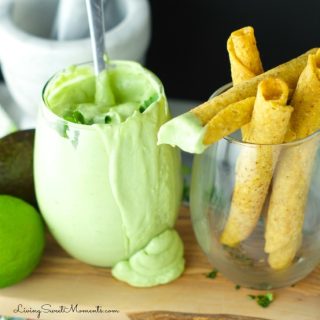 Avocado Cilantro Cream - Easy to make, Tangy dipping sauce for tacos and other Mexican goodies. Avocado, Cilantro, Lime and sour cream are blender together.